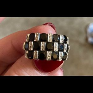 sapphire checkered ring